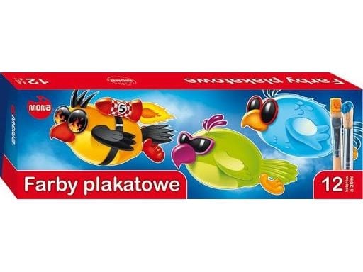 Plakatfarger Mona 20 ml, 12 intense farger (polsk)