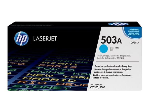 HP 503A, alkuperäinen syaani LaserJet-värikasetti, 6000 sivua, Syaani, 1 kpl
