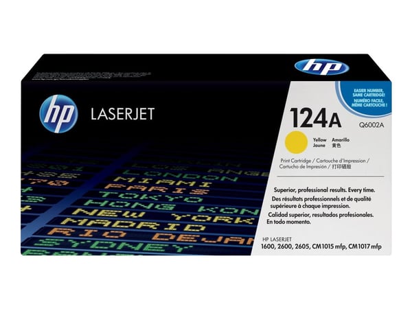 HP 124A - Gul - alkuperäinen - LaserJet - tonerpatron (Q6002A) - Color LaserJet 1600, 2600n, 2605, 2605dn, 2605dtn, 2605dtn, CM1015 MFP, CM1017 MFP...