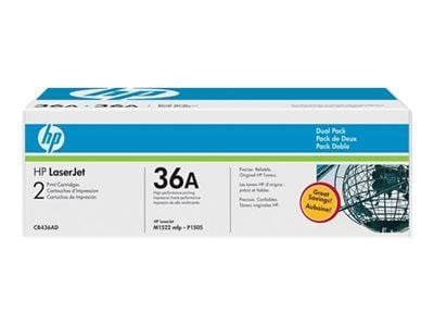 HP 36A - 2-pack - svart - original - LaserJet - tonerpatron (CB436AD) - for LaserJet P1505, P1505n