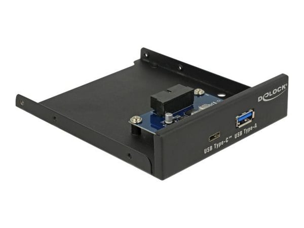 Delock 3.5" USB 3.1 Gen 1 Front Panel 1 x USB Type-C + 1 x USB Typ-A - Lagerbrønnportspanel - USB-C, USB 3.1 Gen 1 - svart