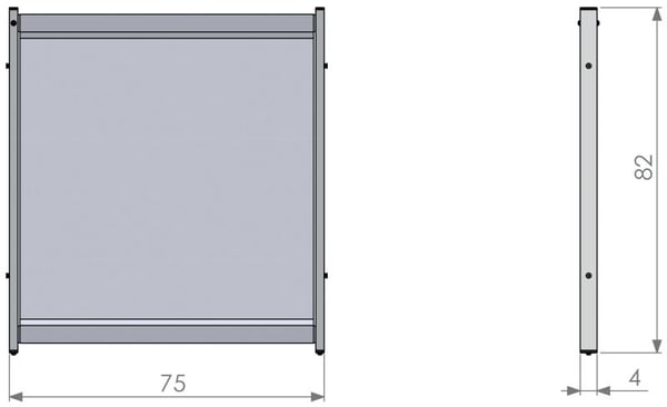 Skrivebordsafskærmning Borddeler SDS i PVC modulær medium 75x82 cm