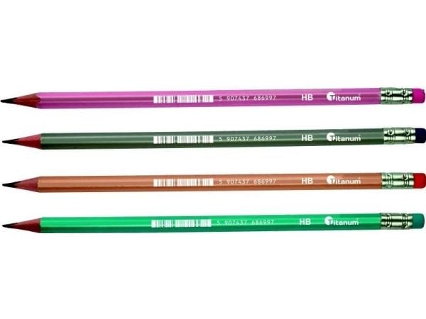 Titanum Pencil with eraser hb tr. pearl. 4p
