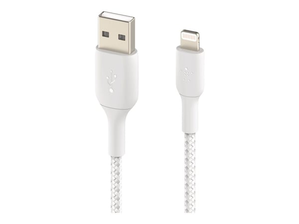 Belkin CAA002BT2MWH, 2 m, Lightning, USB A, Uros, Uros, Valkoinen