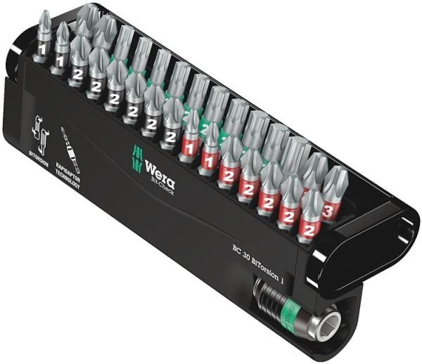 Wera 05057430001, 30 kpl, Phillips, Star ruuvimeisseli, Torx, PH 1, PH 2, PH 3, PZ 1, PZ 2, PZ 3, TX10, TX15, TX20, TX25, TX30, TX40, Teräs, teräs