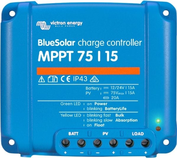 Victron Energy SmartSolar MPPT 75/15 - Solar charge controller - trådløs - Bluetooth - blå, RAL 5012