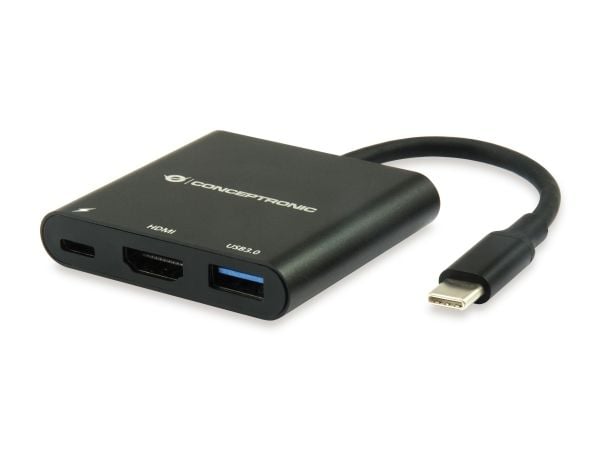 Conceptronic - Videokort - 24 pin USB-C hane till HDMI, USB typ A, 24 pin USB-C hona - stöd för 4K