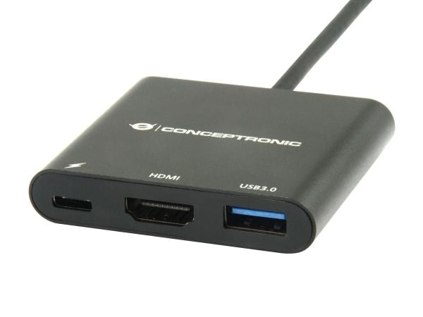 Conceptronic - Videokort - 24 pin USB-C hane till HDMI, USB typ A, 24 pin USB-C hona - stöd för 4K