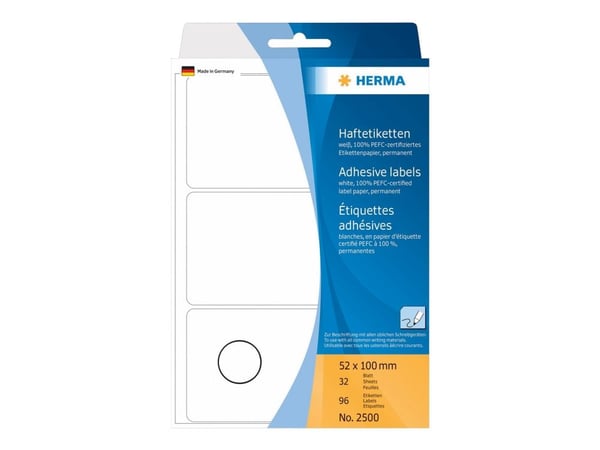 HERMA - Selvklebende etikett - hvit (en pakke 96)