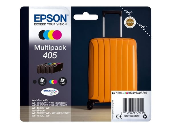 Epson 405 Multipack - 4-pack - svart, gul, cyan, magenta - original - blære med RF/lyd-alarm - blekkpatron - for WorkForce WF-7310, 7830, 7835, 784...
