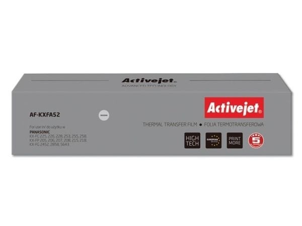 Activejet AF-KXFA52, Svart, Panasonic: KX-FC 225, KX-FC 226, KX-FC 228, KX-FC 253, KX-FC 255, KX-FC 258, KX-FC 268, KX-FP 205,..., Faxband, Termal ...