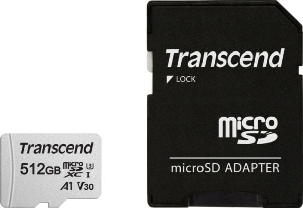 Transcend 300S - Flashminnekort (adapter inkludert) - 512 GB - A1 / Video Class V30 / UHS-I U3 / Class10 - microSDXC
