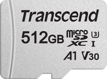 Transcend 300S - Flashminnekort (adapter inkludert) - 512 GB - A1 / Video Class V30 / UHS-I U3 / Class10 - microSDXC