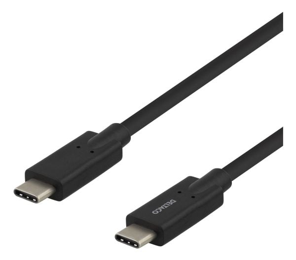 DELTACO USBC-1503 - USB-kaapeli - USB-C (uros) - USB-C (uros) - 5 A - 2 m - musta