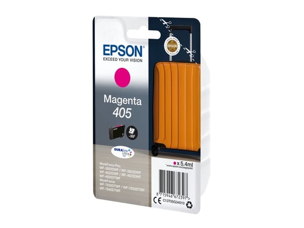 Epson Singlepack Magenta 405 DURABrite Ultra Ink, Perusvärintuotto, Väriainepohjainen muste, 5,4 ml, 1 kpl, Kertapakkaus