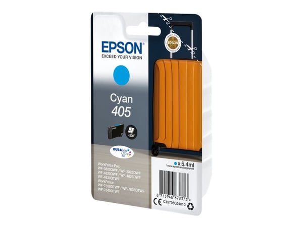 Epson 405 - 5.4 ml - cyan - original - blister - blekkpatron - for WorkForce WF-7310, 7830, 7835, 7840; WorkForce Pro WF-3820, 3825, 4820, 4825, 48...