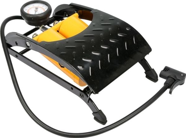 Vorel dobbel fotpumpe med manometer 0,7 MPa + dobbel topp + endestykker (82015)