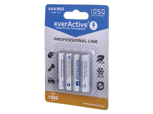 Everactive EVHRL03-1050, Ladattava paristo, AAA, nikkeli-metallihydridi (NiMH), 1,2 V, 4 kpl, 1050 mAh