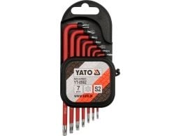 Yato YT-0562, L-torx nøkkelsett, T10, T15, T20, T25, T27, T30, T9, Metallisk, Rød, Stål, 7 stykker
