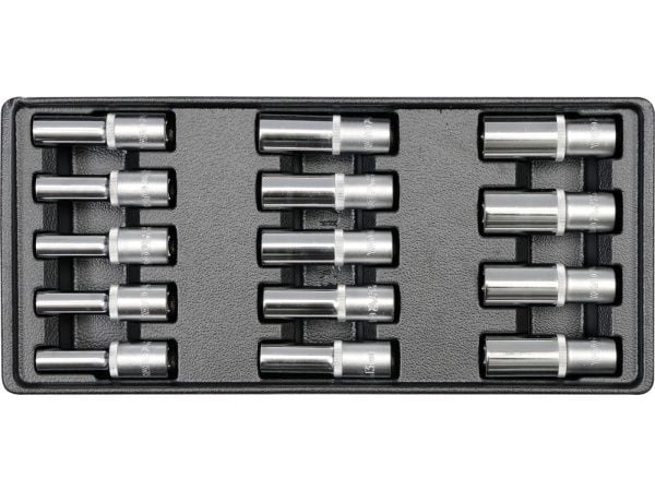 YATO LÅNG SOCKET INSERT 1/2" 14 stycken 8-21mm 5539