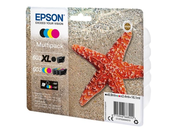 Epson 603 Multipack - 4-pack - svart, gul, cyan, magenta - original - blære med RF/lyd-alarm - blekkpatron - for Expression Home XP-2150, 2155, 315...