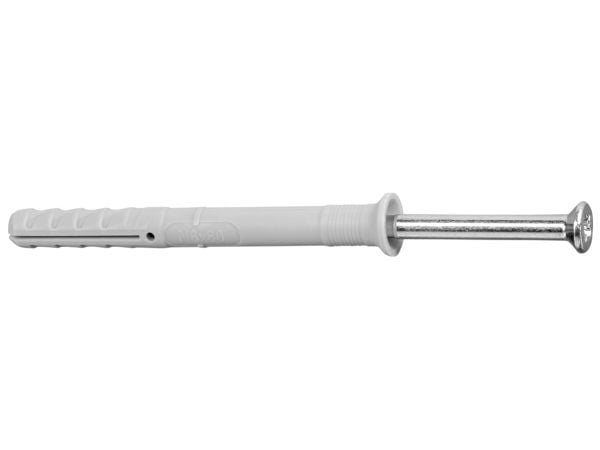 Fischer 48789, Skrue- og veggpluggsett, Lettbetong, Murstein, Betong, Gipsblokk, Nylon, Sinkbelagt stål, Nylon, Grå, Sølv, Sinkbelagt stål