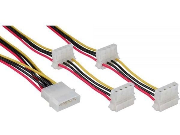 InLine 29654A, 1 m, Molex (4-pin), Molex (4-pin), Hankjønn, Hunkjønn, 90°