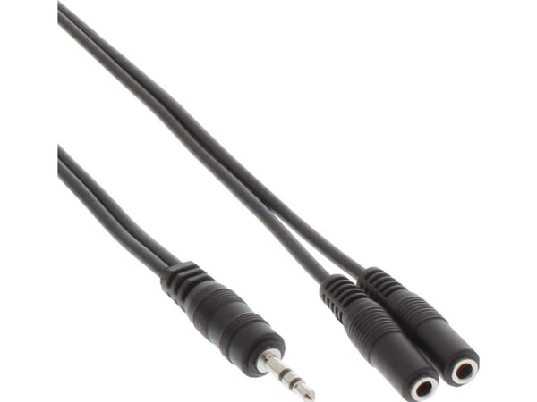 InLine 99300B, 3,5 mm, Hanstik, 2 x 3,5 mm, Hanstik, 2 m, musta