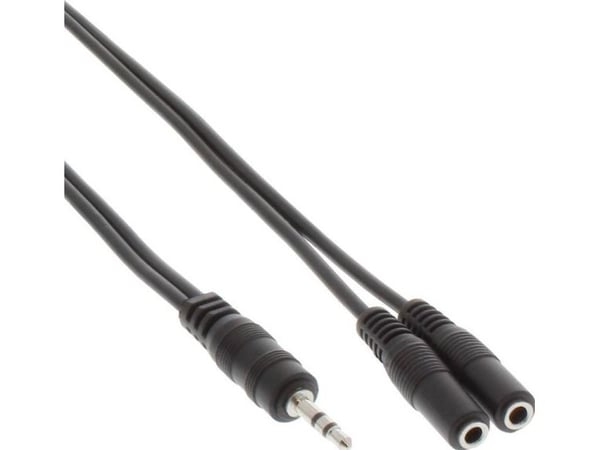 InLine 99300A, 3.5mm, urosliitin, 2 x 3.5mm, naarasliitin, 1 m, musta
