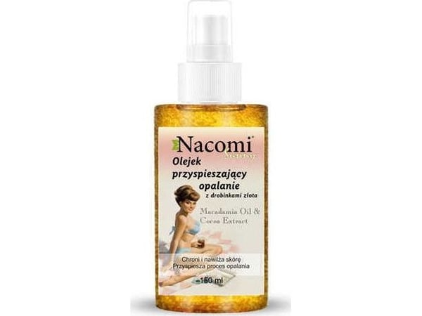 NACOMI_Sunny Shimmering Tan Accelerating Oil With Gold Flakes oljeakselererende soling med gullpartikler 150ml