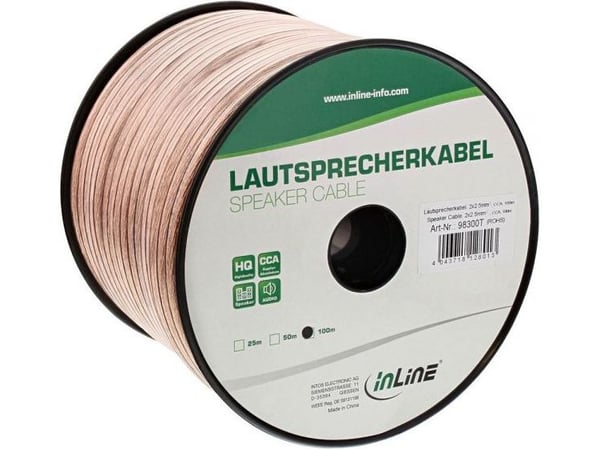 InLine 4043718128013, Koppar, 100 m, Transparent
