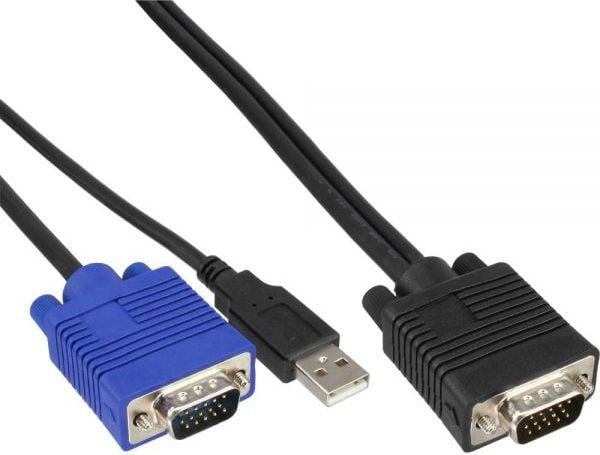 InLine 4043718072187, 1,8 m, VGA, Sort, Blå, VGA, VGA, USB, Hankjønn