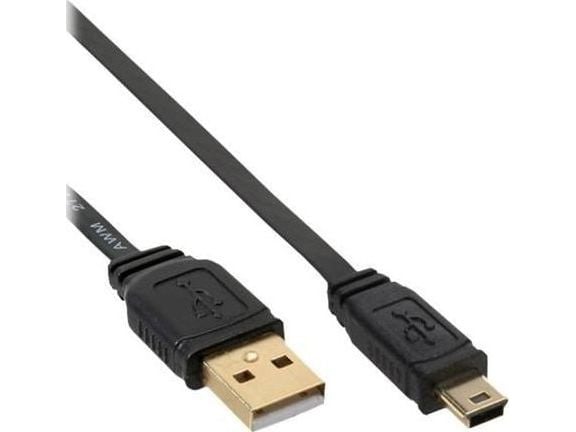 InLine 31820F, 2 m, USB A, Mini-USB B, USB 2.0, uros-/urosliitin, musta