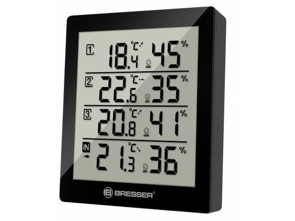 Bresser Temeo Hygro Quadro - Värmehygrometer - digital - svart
