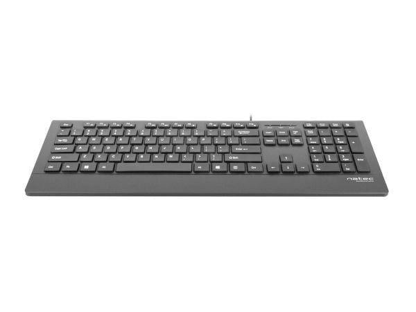 NATEC BARRACUDA, Full størrelse (100 og), Koblet med ledninger (ikke trådløs), USB, Membrannøkkelbryter, QWERTY, Sort