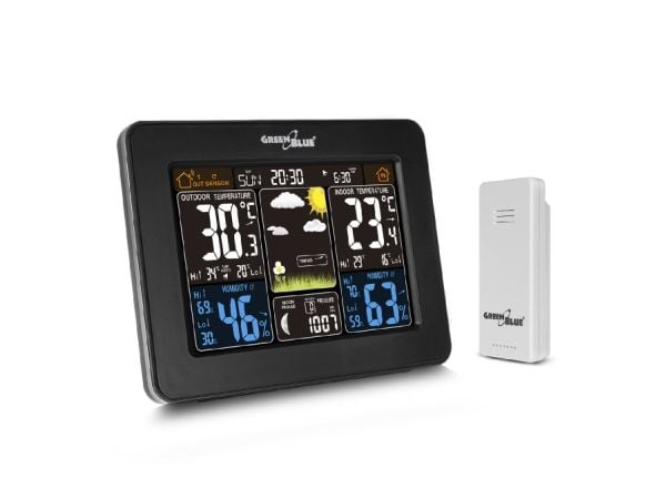 Greenblue 46004, Sort, Inne hygrometer, Inne Termometer, Utendørs Fuktighetsmåler, Utendørs Barometer, Barometer, Hygrometer, Termometer, Barometer...