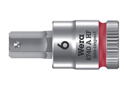 Wera 05003337001 8740 A HF Zyklop hylsyadapteri kuusiokantaruuveille, 1/4" pidätystoiminnolla, 6, 0 x 28 mm, punainen, Sokkel, 1/4", metrinen, 1 ho...