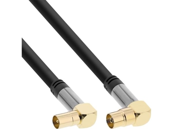 InLine Premium - Antennikaapeli - IEC-liitin (M) kulmikkaasti IEC-liittimeen (W) kulmikkaasti - 10,0 m - kaksoiseristys - 110 dB - musta (69210G)
