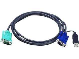 Aten 2L-5203U, 3 m, USB, USB, VGA, Sort, VGA
