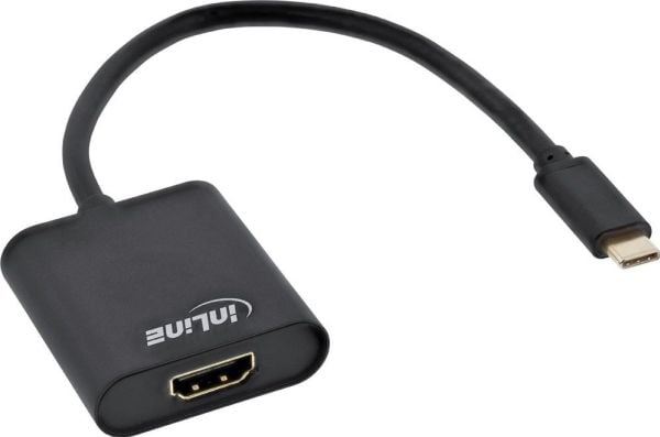 InLine 64101B, 0,2 m, USB Type-C, HDMI, Hankjønn, Hunkjønn, Gull