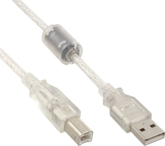 InLine 34503, 0,3 m, USB A, USB B, USB 2.0, Gjennomsiktig