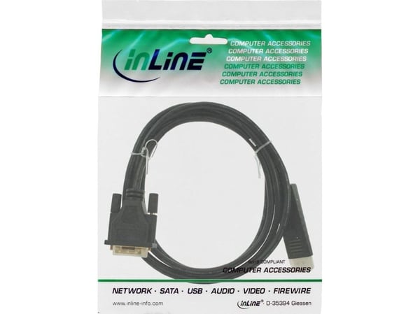 InLine DisplayPort-DVI-muunninkaapeli, musta, 0,3 m