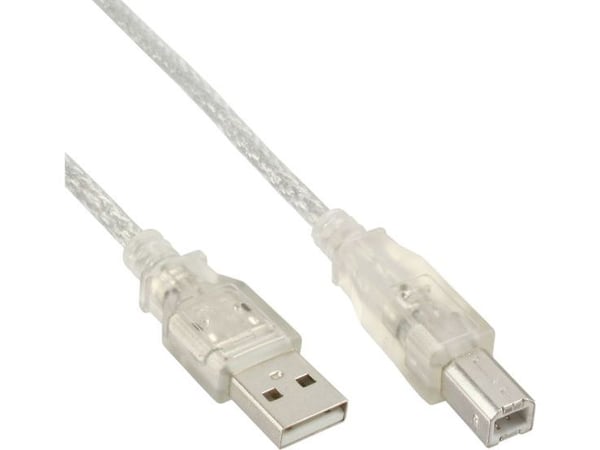 InLine USB-A - USB-B USB-kaapeli 0,3 m läpinäkyvä (34503T)