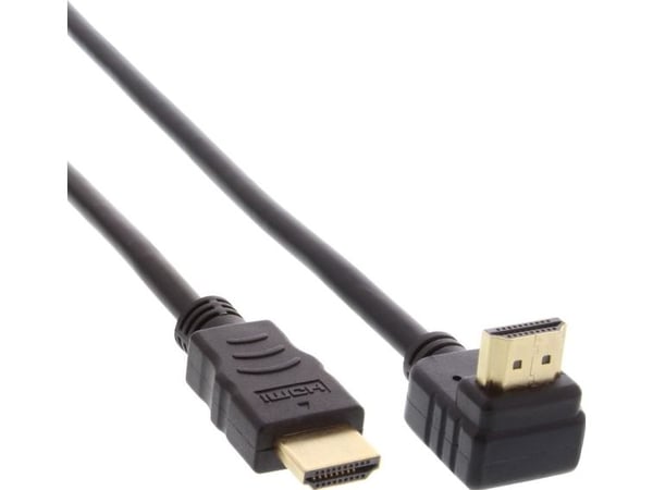 INLINE High Speed - HDMI-kabel med Ethernet - HDMI-hann vinklet til HDMI-hann - 30 cm - svart - formet, 4K-støtte