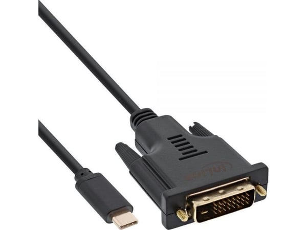 InLine 64132, 2 m, USB Type-C, DVI-D, Hankoppling, Hankoppling, Guld