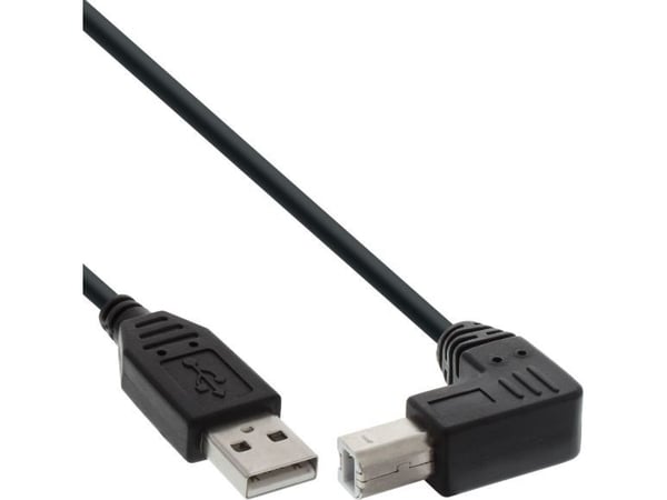 InLine 34503U USB 2.0-kabel A til B vinklet ned svart 0,3 m