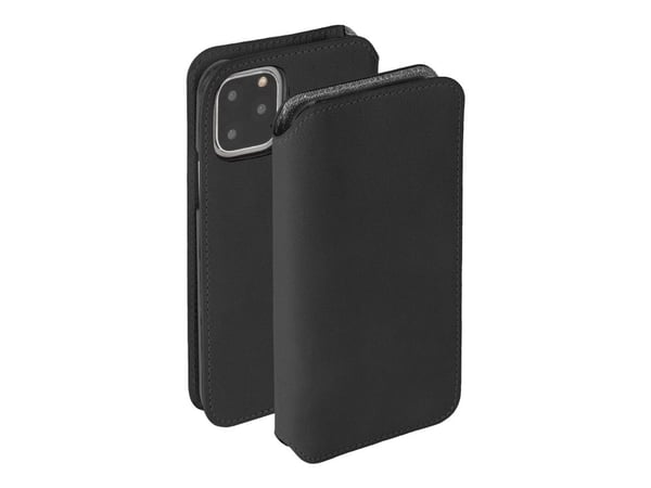 Krusell Sunne PhoneWallet - Lommebok for mobiltelefon - ekte skinn - årgangssvart - for Apple iPhone 11 Pro Max
