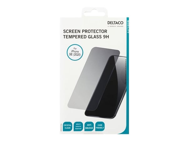 DELTACO SCRN-20IP9 - Skjermbeskyttelse for mobiltelefon - 2.5D - glass - krystallklar - for Apple iPhone SE (2nd generation)