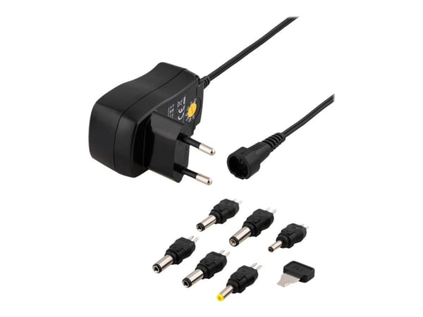Deltaco PSR-06A, Sisätila, 230 V, 3 - 12 V, AC–DC, Musta