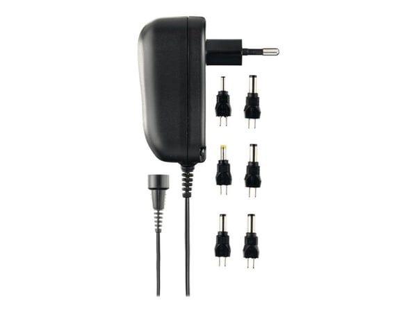 DELTACO PSR-06A - Strømadapter - AC 110-230 V - 7.2 watt - svart